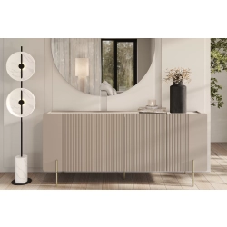 Komoda Malmi 200 cm - kaszmir / crema bianca / złote nóżki